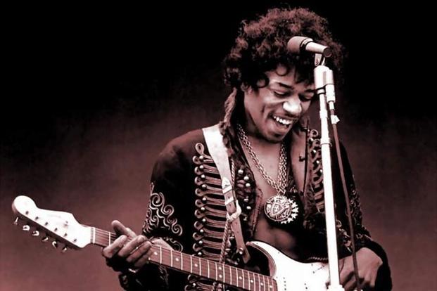 Jimi Hendrix Portrait with Guitar